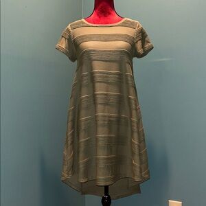 LuLaRoe Striped Olive Green A-Line Dress Size XXS